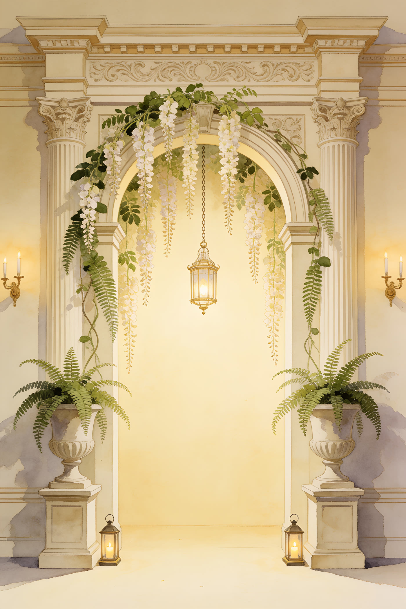 Watercolor floral archway